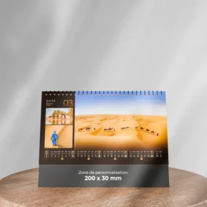 visuel feuillet 4 calendrier de bureau deserts sur support en bois