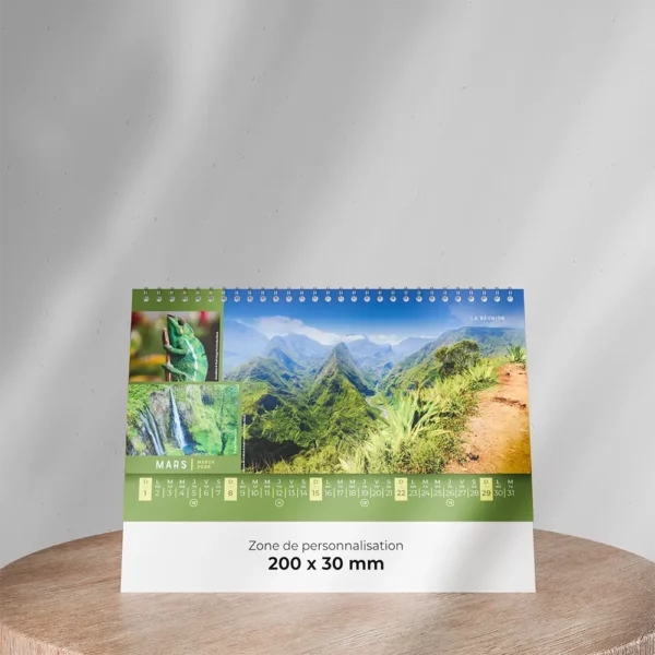 visuel feuillet 4 calendrier de bureau patrimoine de france sur support en bois