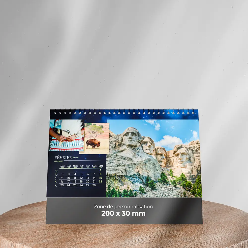 visuel feuillet 5 calendrier de bureau civilisations sur support en bois