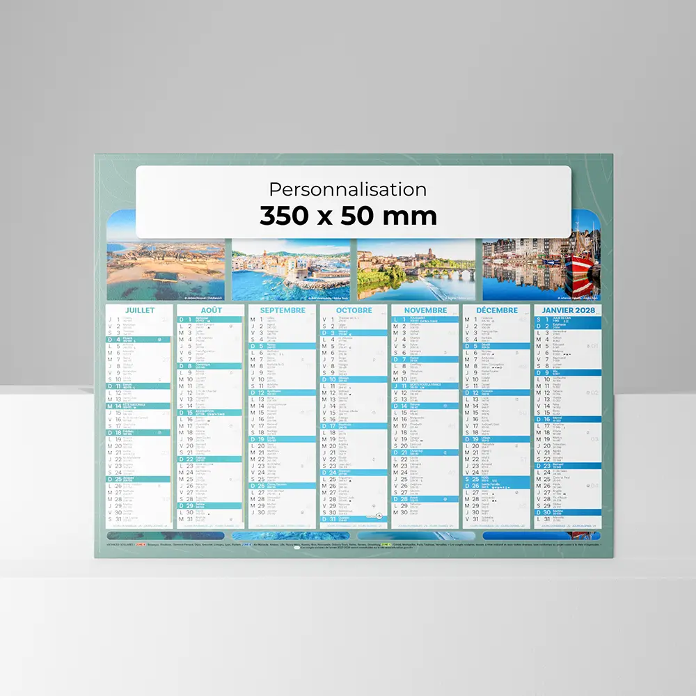 Calendrier cartonné demi-format France Evasion