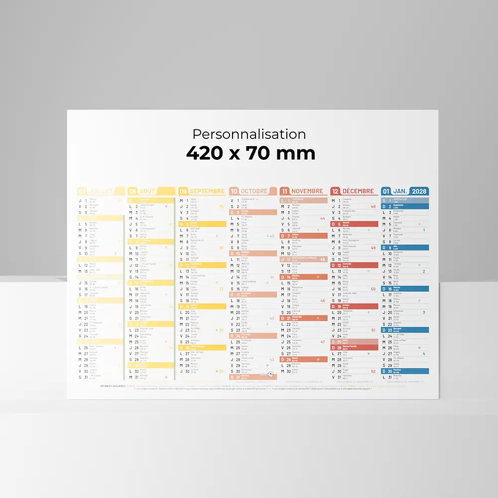 Calendrier cartonné demi-format Kaléidoscope