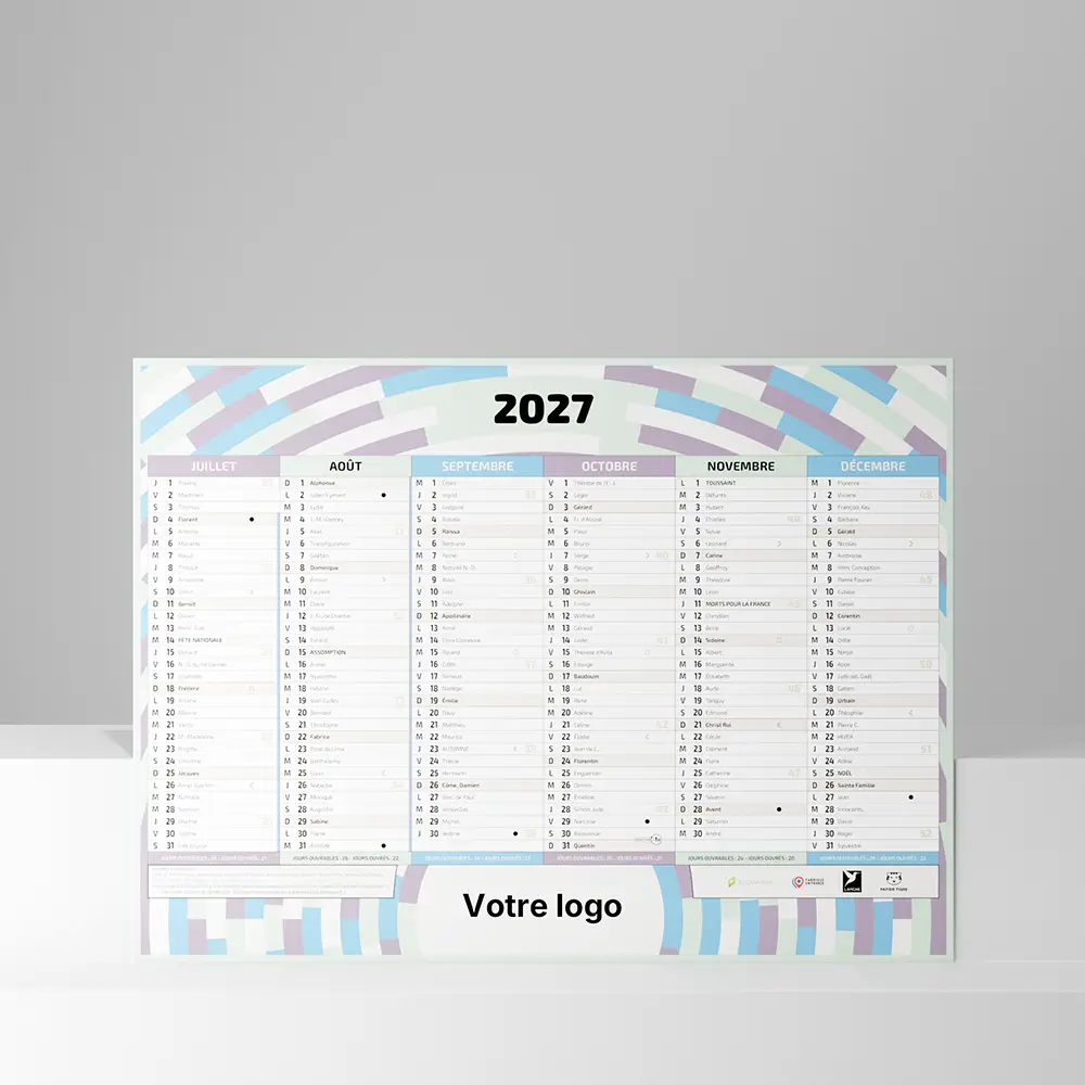 Calendrier cartonné grand format WRAP