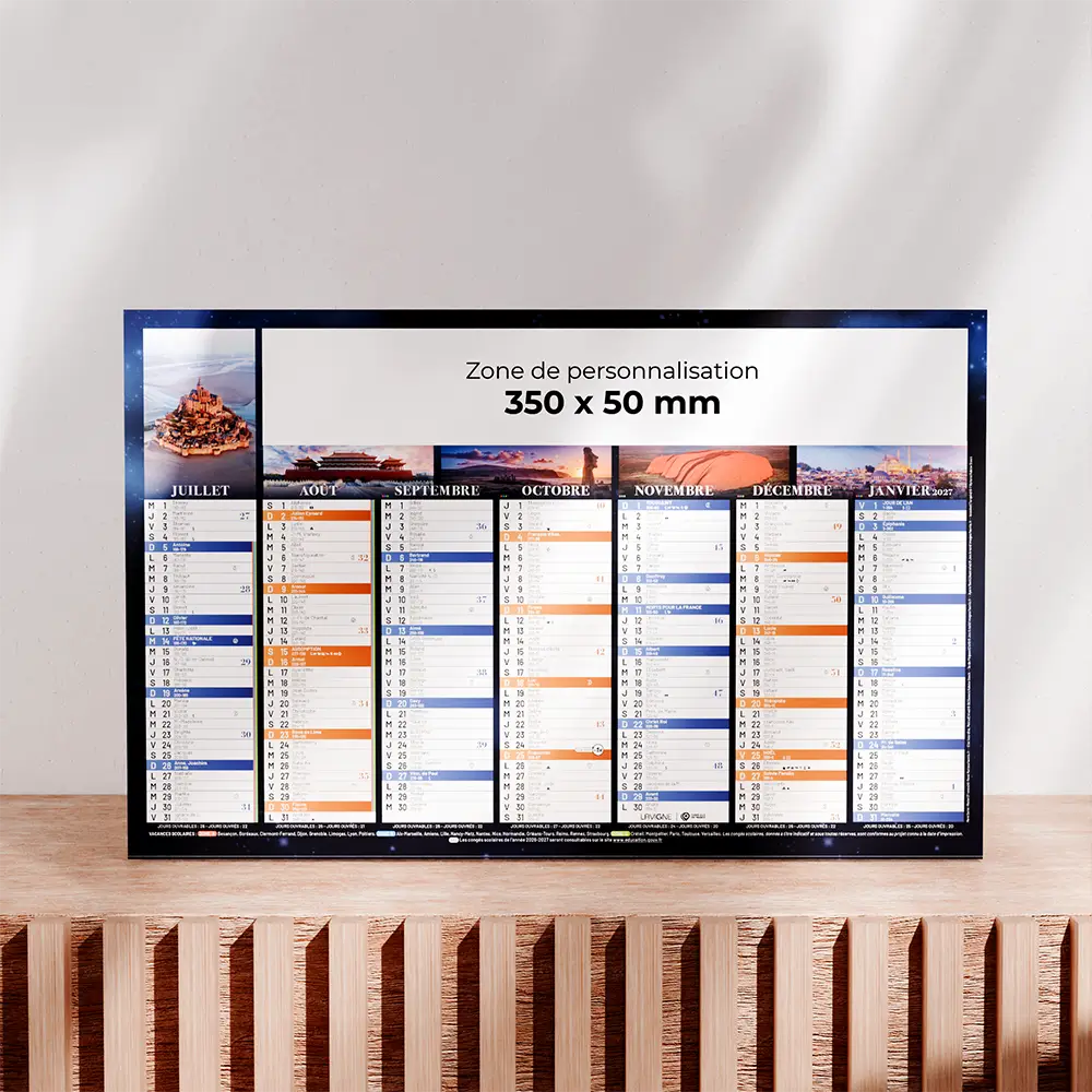 Calendrier cartonné demi-panoramique Civilisations