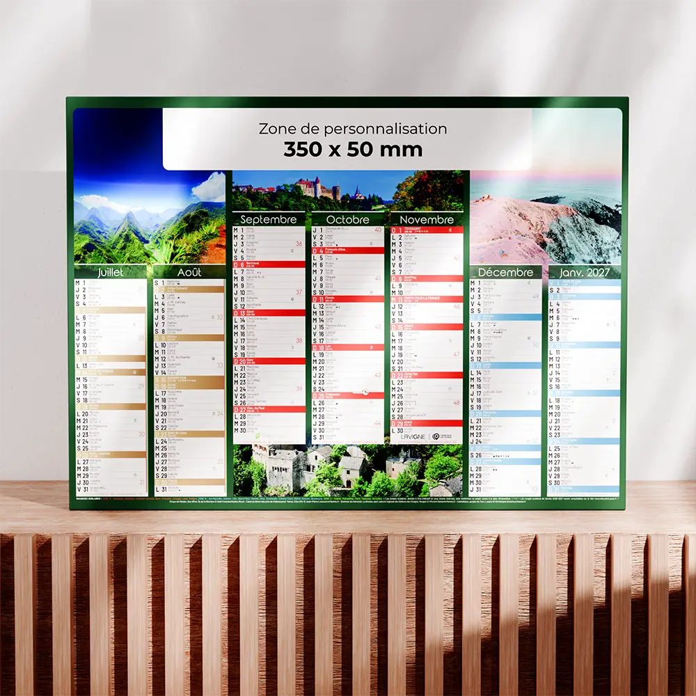 Calendrier cartonné grand format Paysages
