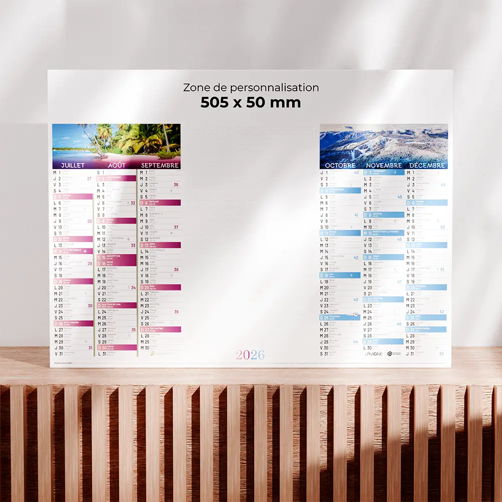 Calendrier cartonné grand format Effaçable + stylo