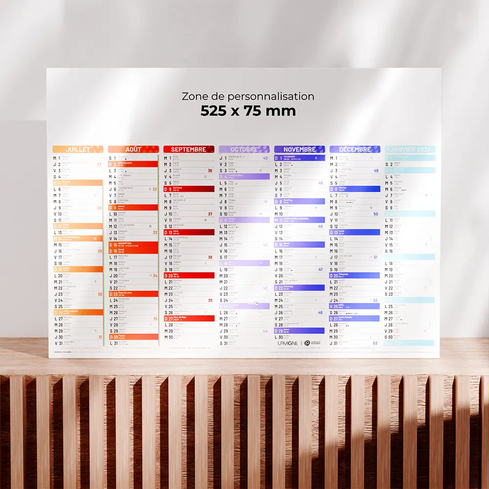 Calendrier cartonné grand format Kaléidoscope