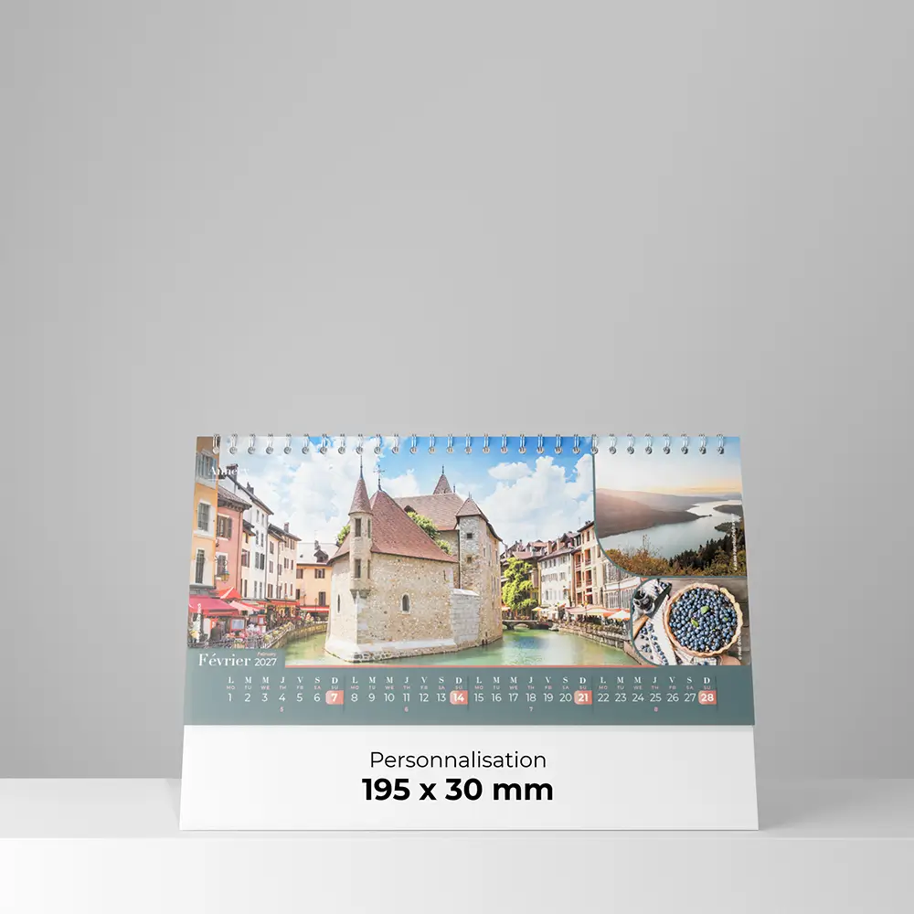 feuillet 3 verso calendrier de bureau patrimoine de france sur fond gris.