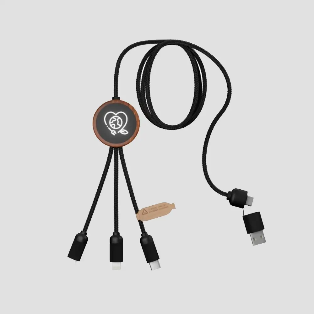 Câble de charge lumineux bois