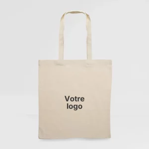 sac coton 140 g ecru cottonel plus sur fond gris