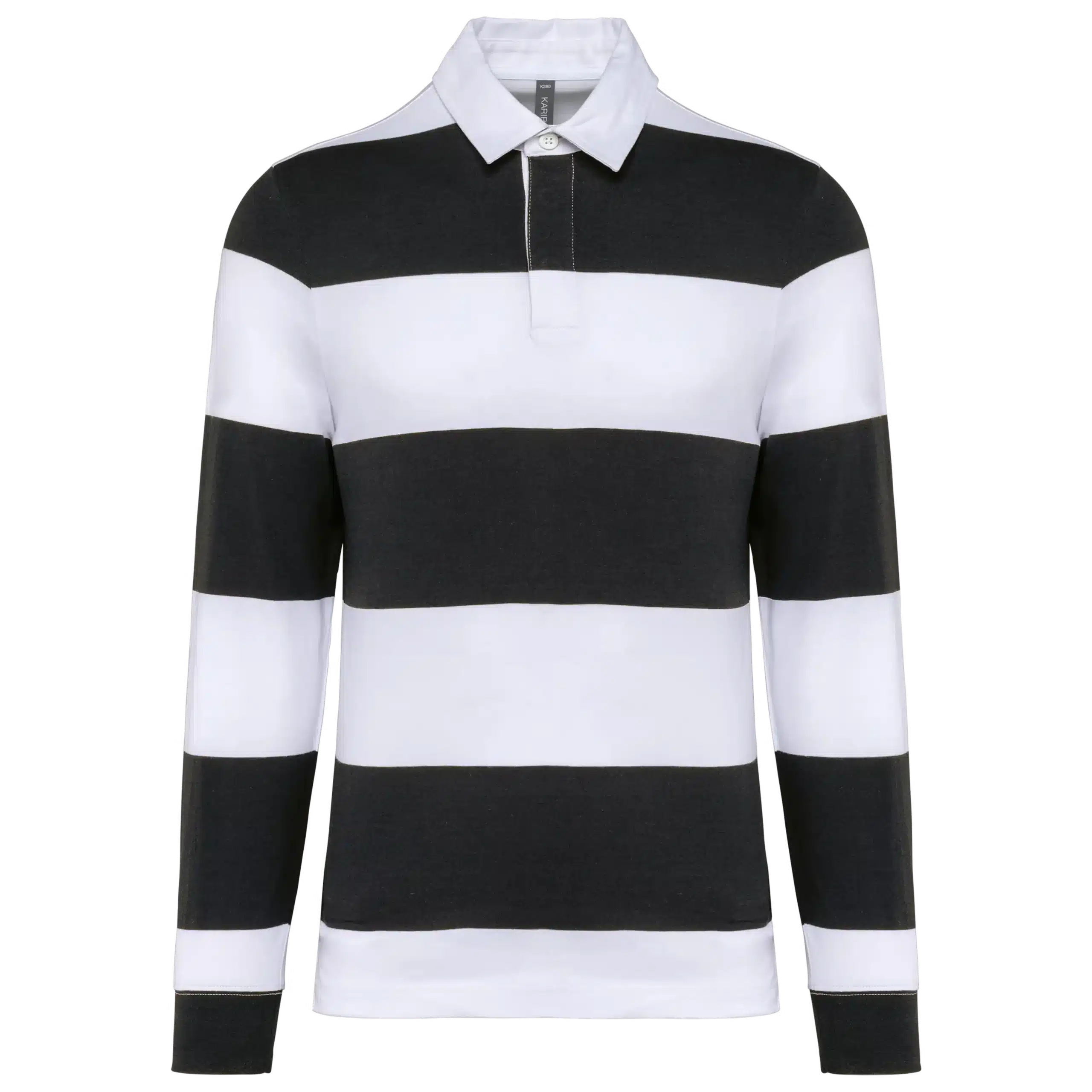 Polo rugby rayé 220g coton peigné — manches longues unisexe