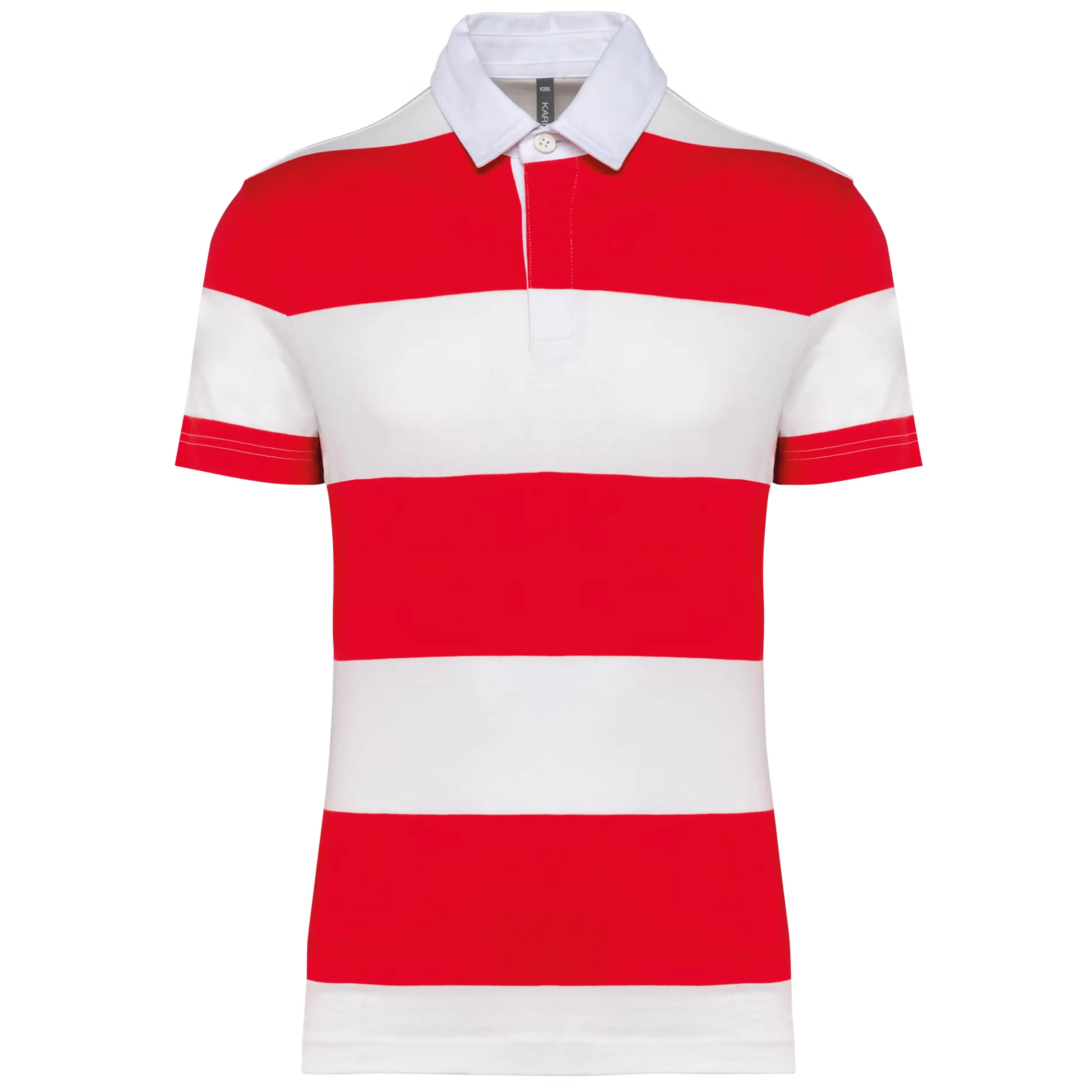 Polo rugby rayé 220g coton peigné — manches courtes unisexe