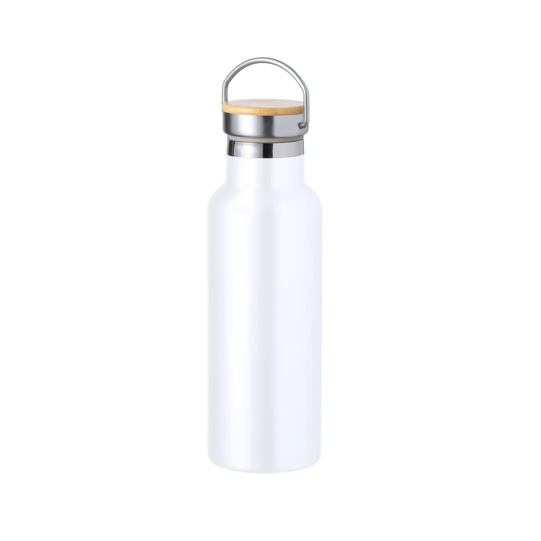 Bouteille isotherme 500 ml inox & bambou avec anse