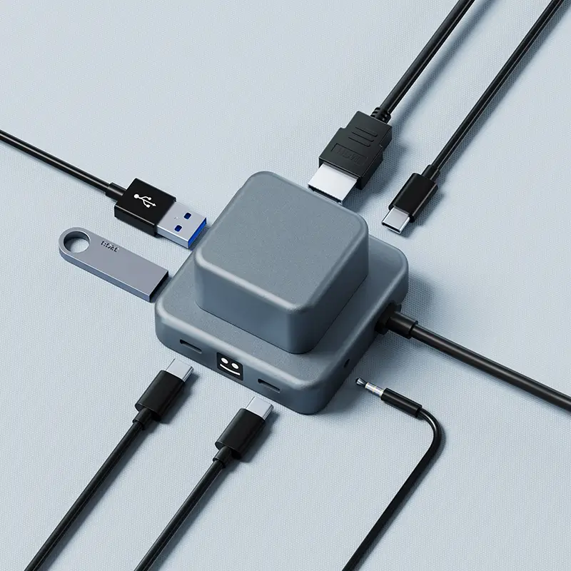 Hub 7‑en‑1 USB‑A/USB‑C/HDMI/Audio – personnalisable