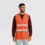 vue avant gilet de securite adulte orange sur fond gris