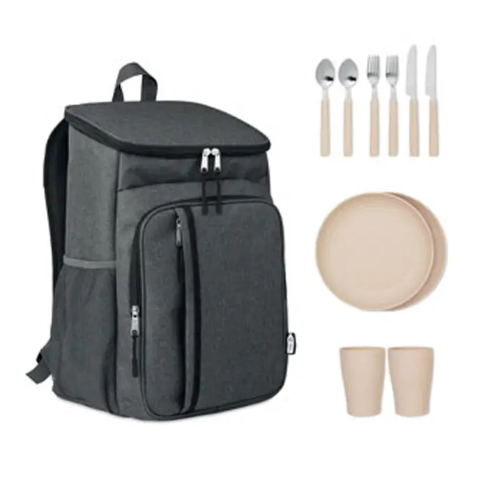 Sac isotherme pique‑nique RPET avec kit 2 personnes – personnalisable