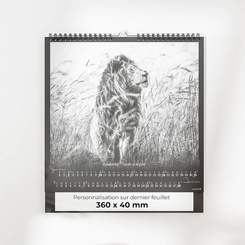 visuel feuillet 2 calendrier photo noir et blanc sur fond gris