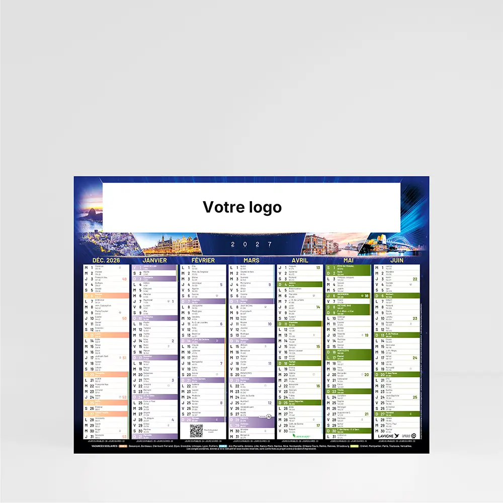 Calendrier cartonné demi-format Célébrations