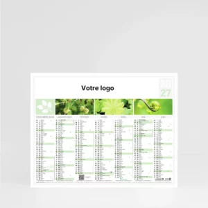 visuel recto calendrier cartonné demi format nature sur fond gris