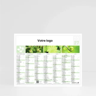 Calendrier cartonné demi format Nature sur fond gris