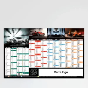 visuel recto calendrier cartonne maxi format voitures sur fond gris