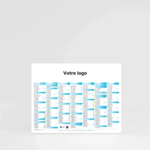 visuel recto mini calendrier cartonné couleurs sur fond gris