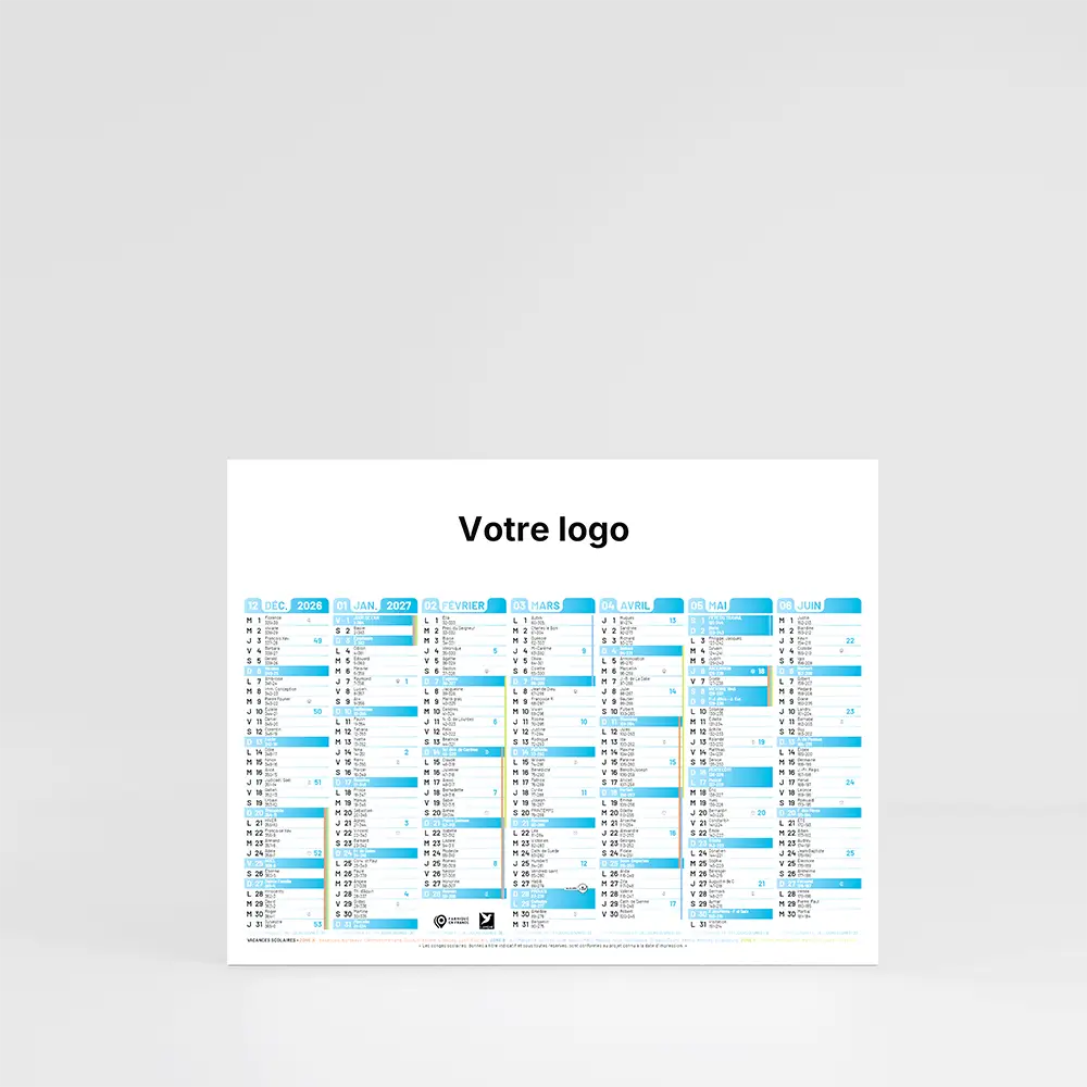 Mini calendrier cartonné Couleurs