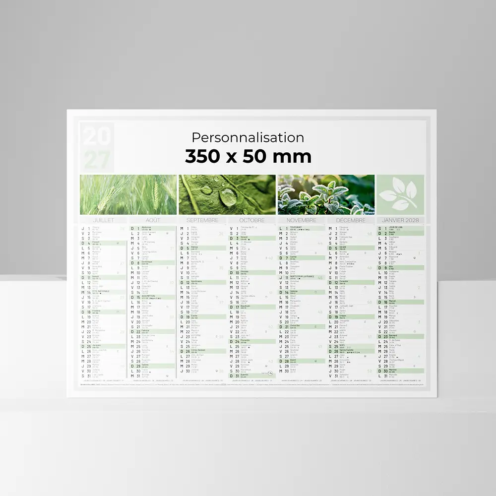 Calendrier cartonné demi-format Nature
