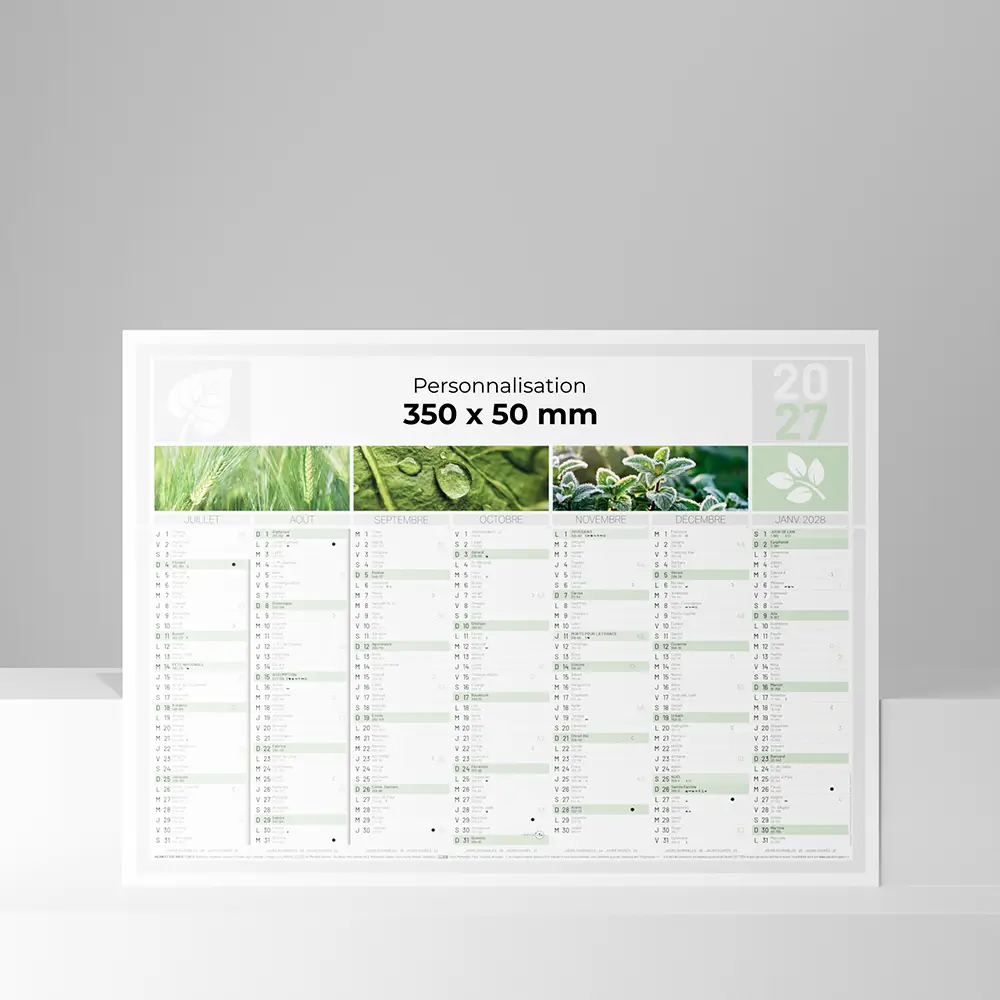 Calendrier cartonné grand format Nature