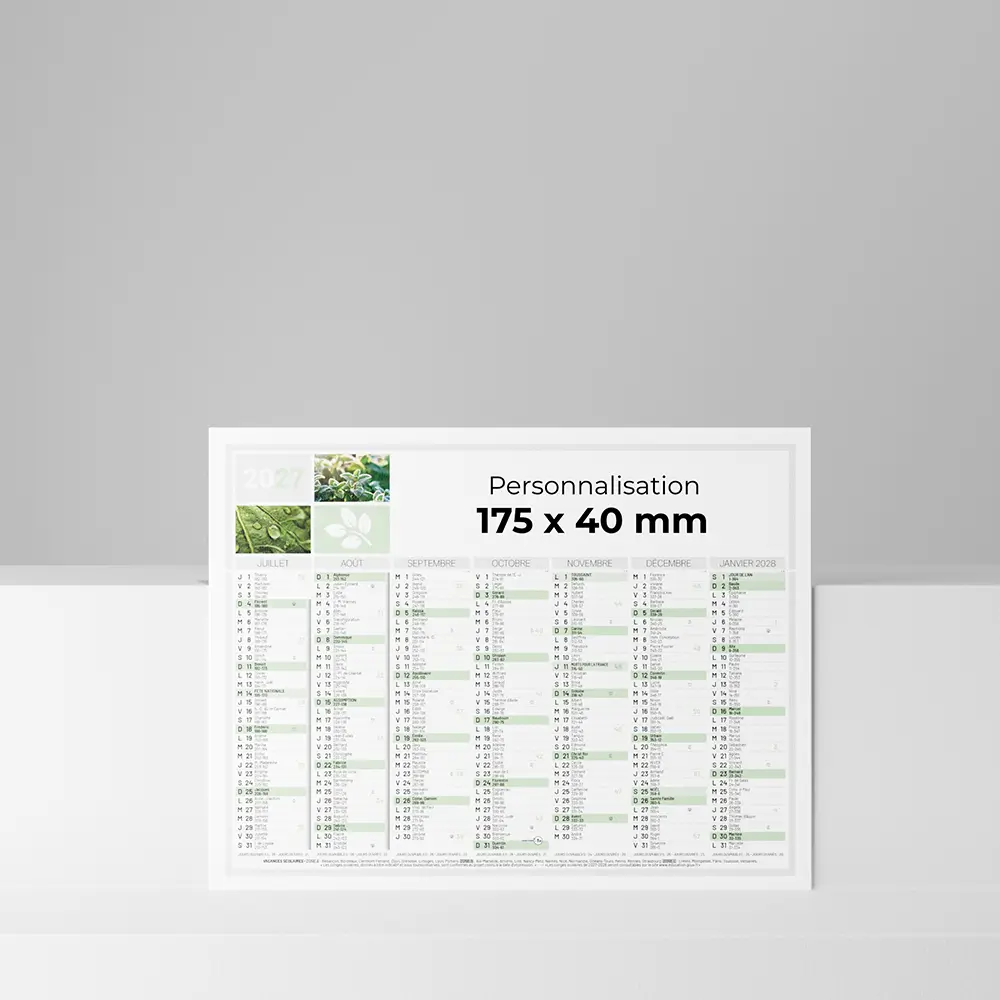 Mini calendrier cartonné Nature