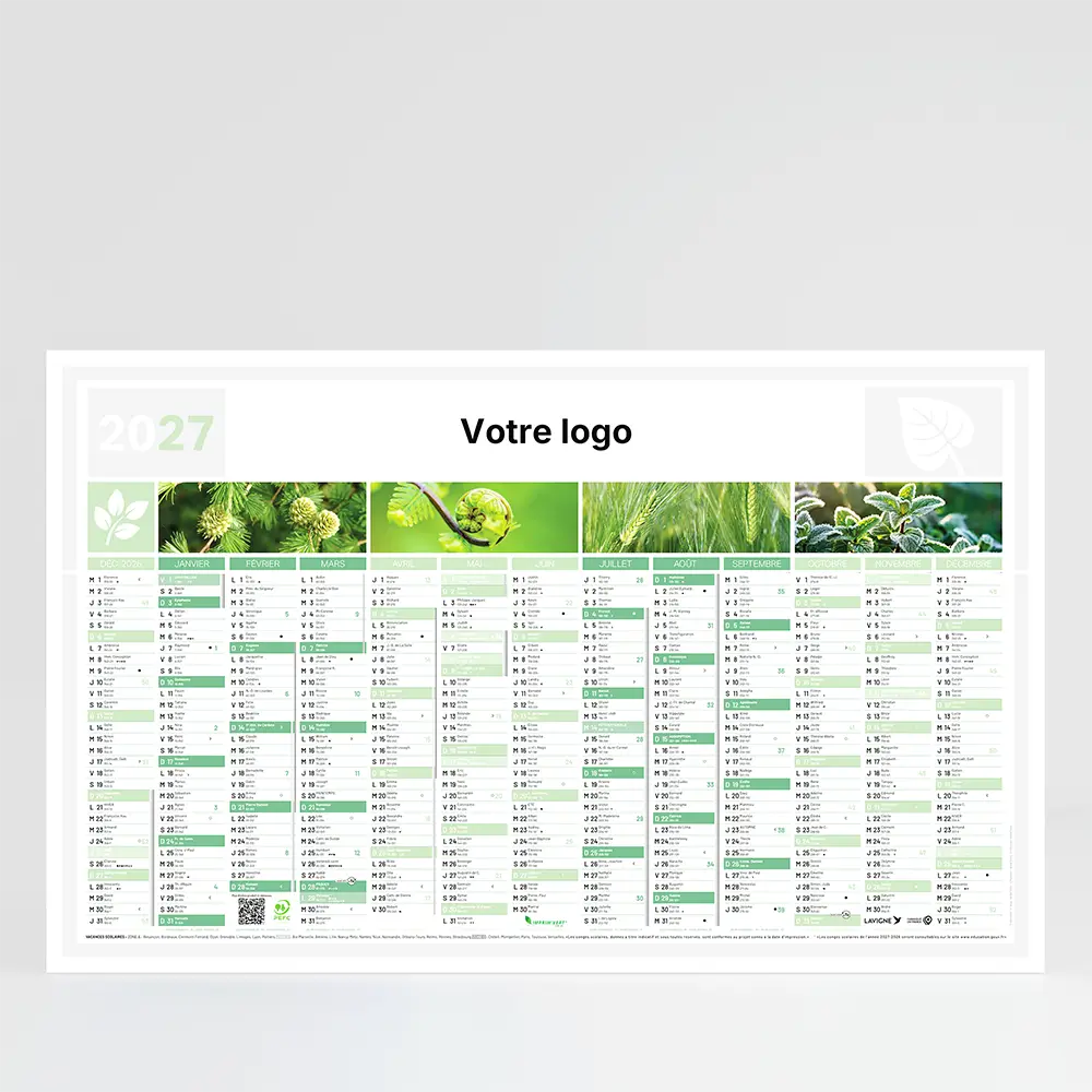 Calendrier cartonné maxi format Nature