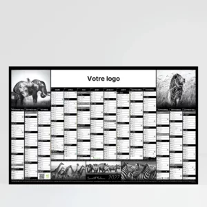visuel recto calendrier cartonne maxi format noir et blanc sur laurent baheux sur fond gris