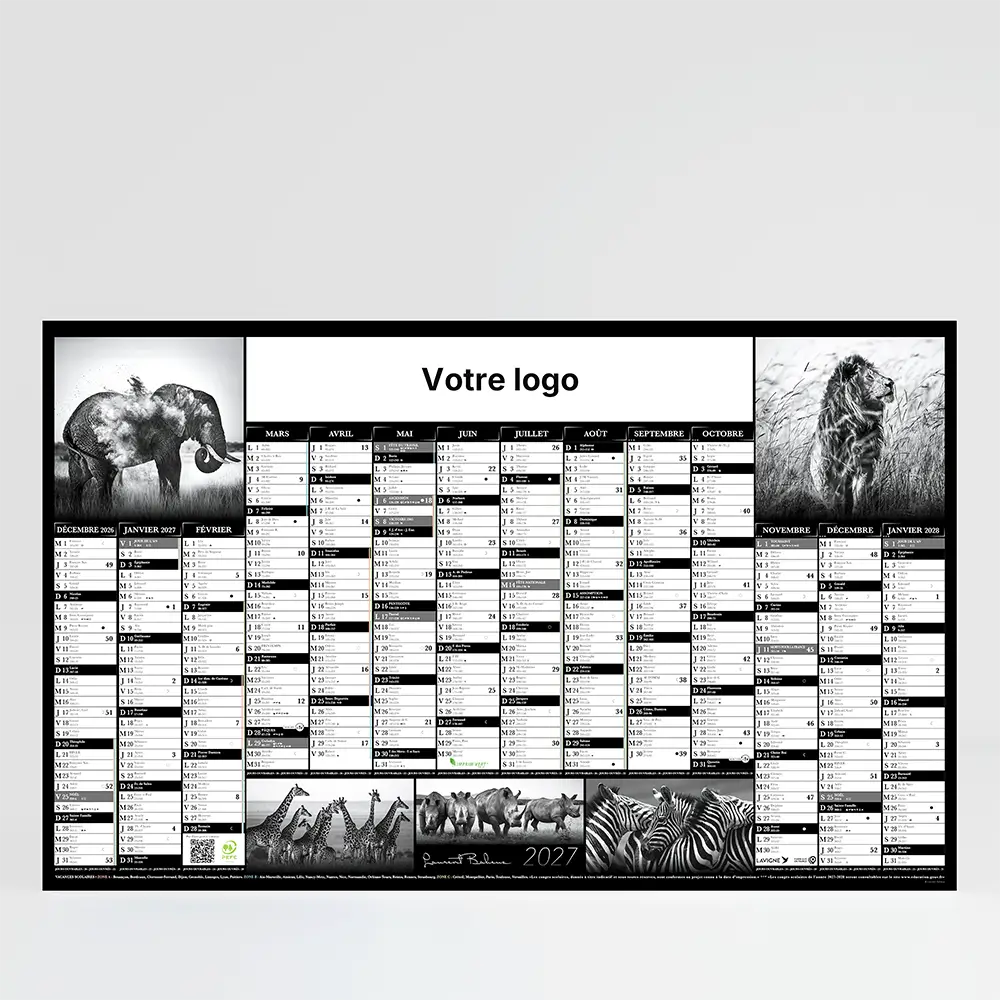 Calendrier cartonné maxi format Noir & Blanc - Laurent Baheux