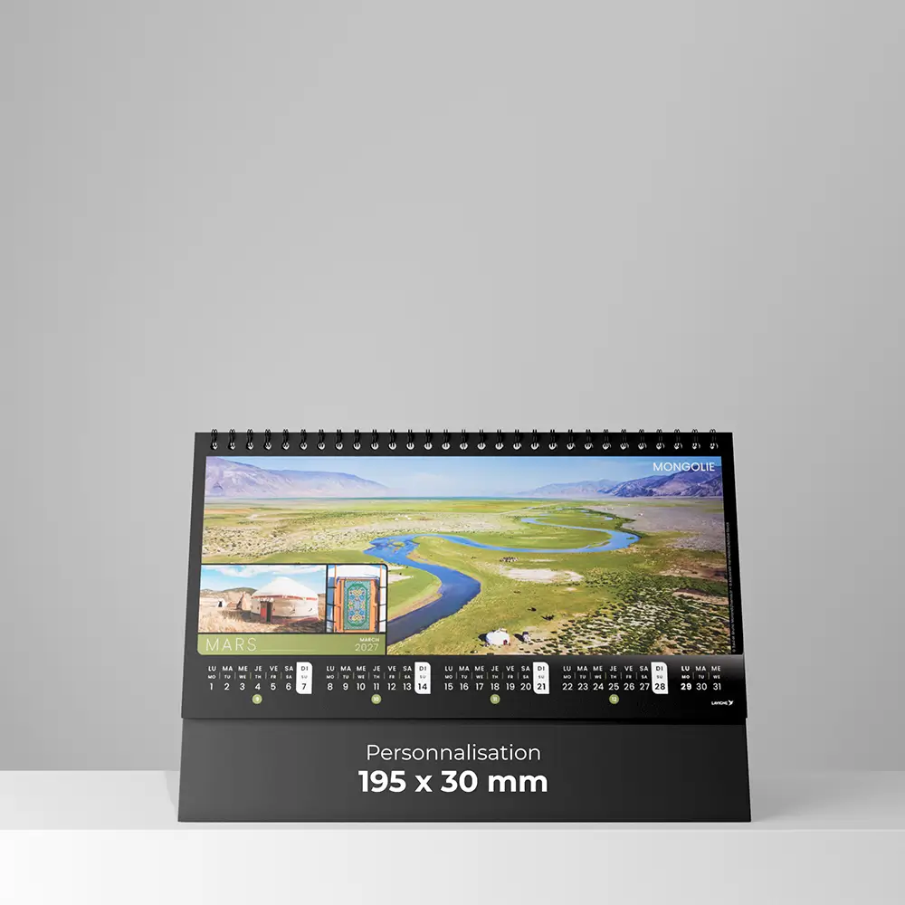 feuillet 4 recto calendrier de bureau planete maison sur fond gris