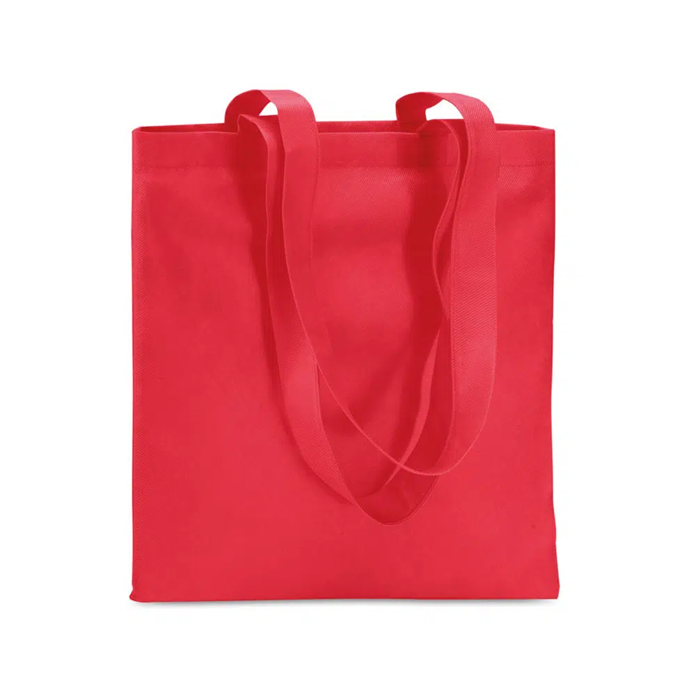tote bag publicitaire economique rouge sur fond blanc