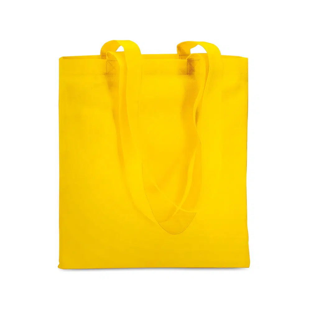 tote bag publicitaire economique jaune sur fond blanc