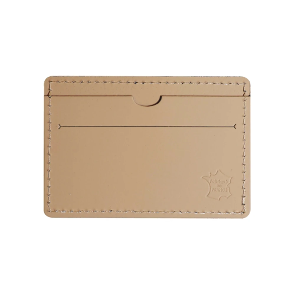 porte cartes personnalisable en cuir regenere beige sur fond blanc
