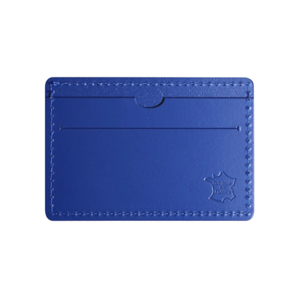 porte cartes personnalisable en cuir regenere bleu marine sur fond blanc