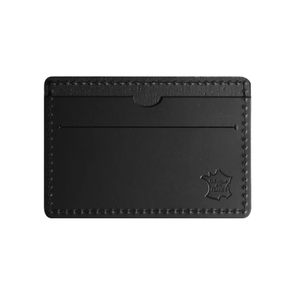porte cartes personnalisable en cuir regenere noir sur fond blanc