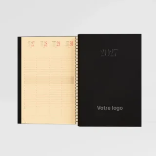 agenda 16×24 cm spirale gobi noir sur fond gris