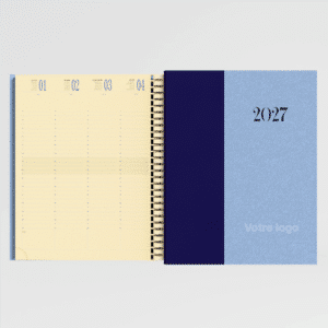 agenda 21x27 cm spiralé denim/winner bleu