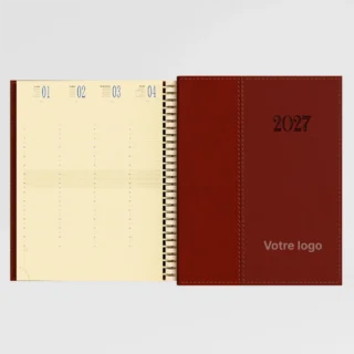 agenda 21x27 cm bi-matiere nylon berry terracotta sur fond gris