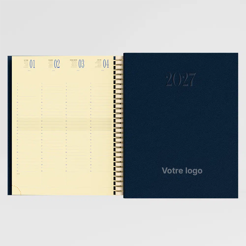 Agenda 21x27 cm spiralé Denim Bleu foncé