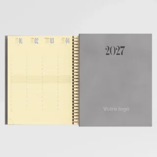 agenda 21x27 cm gobi argent sur fond gris