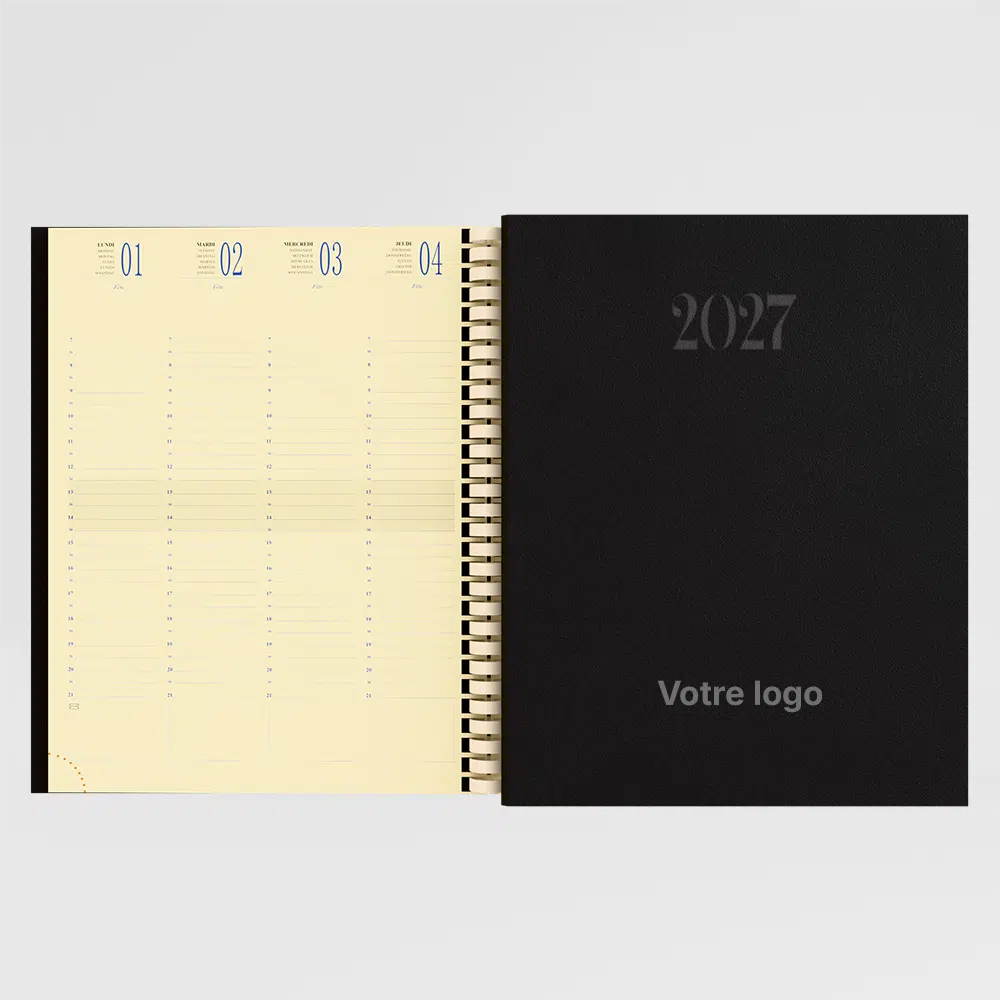 Agenda 21×27 cm spiralé Gobi Noir