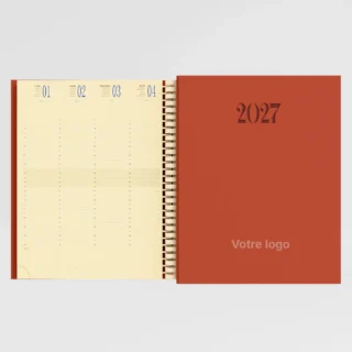 agenda 21x27 cm lucca corail sur fond gris