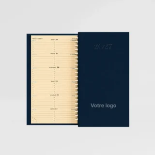 agenda de poche denim bleu fonce sur fond gris