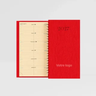 agenda de poche eclisse rouge sur fond gris