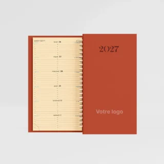 agenda de poche lucca corail sur fond gris