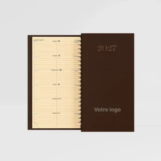 agenda de poche nylon taupe sur fond gris