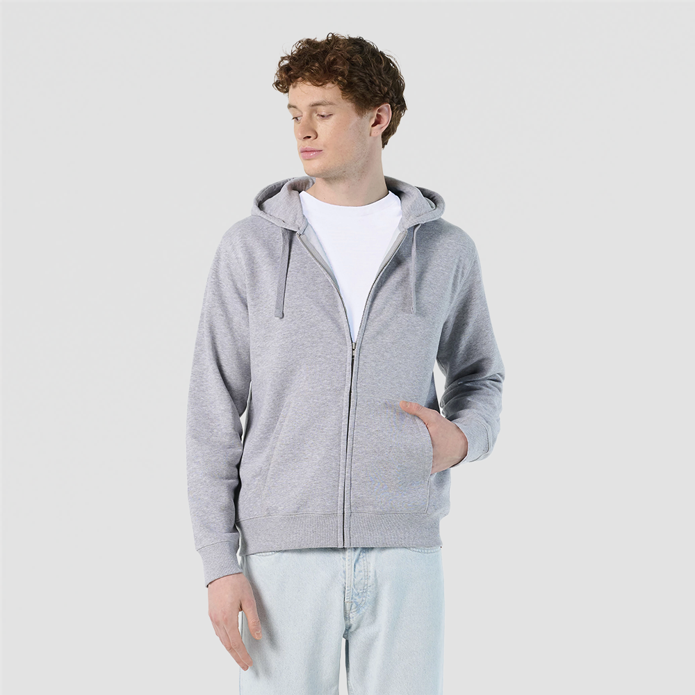 hoodie zippé homme personnalisé sur fond gris